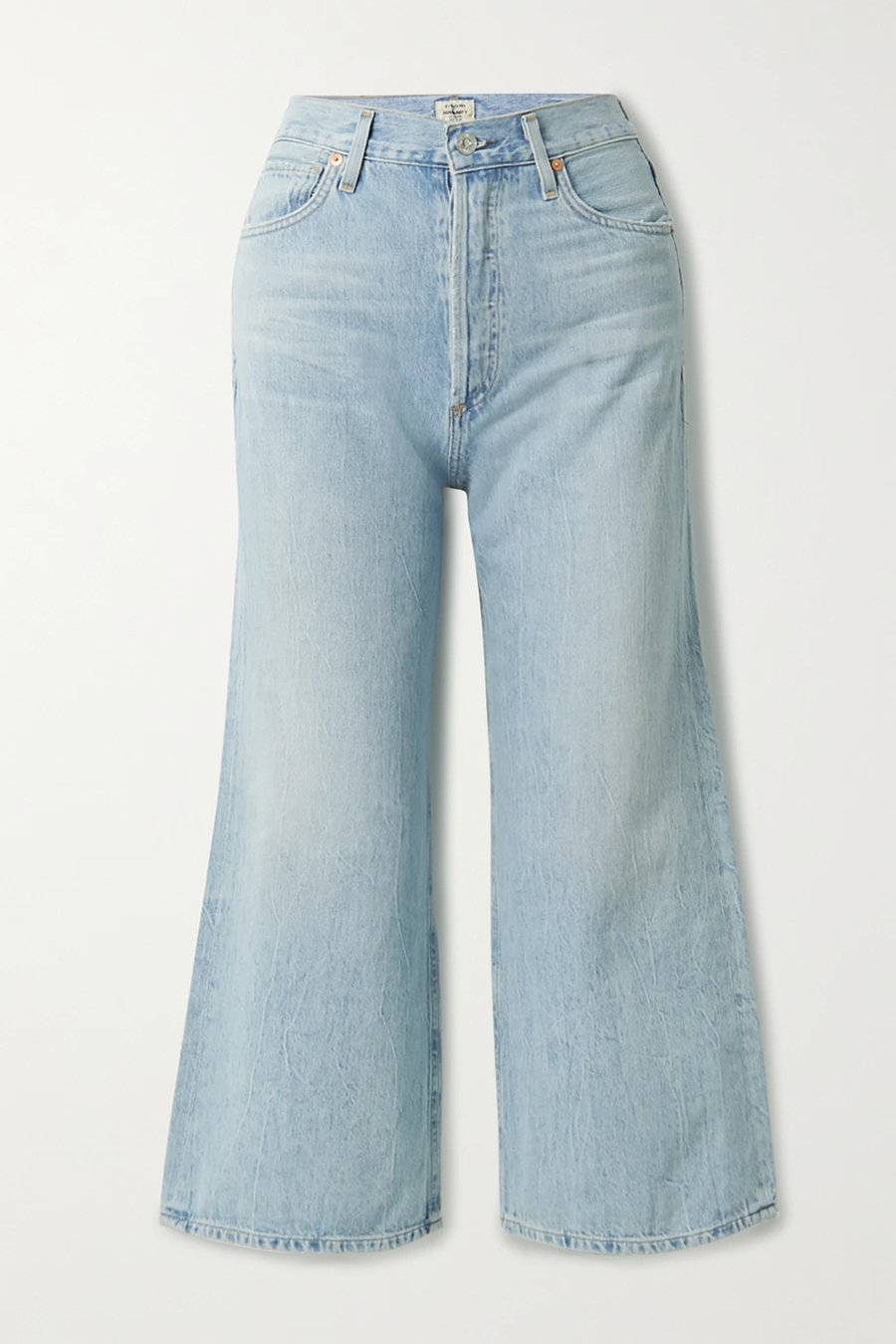 модные джинсы осень 2020 палаццо клеш свободные голубые с широкими штанинами высокая посадка
