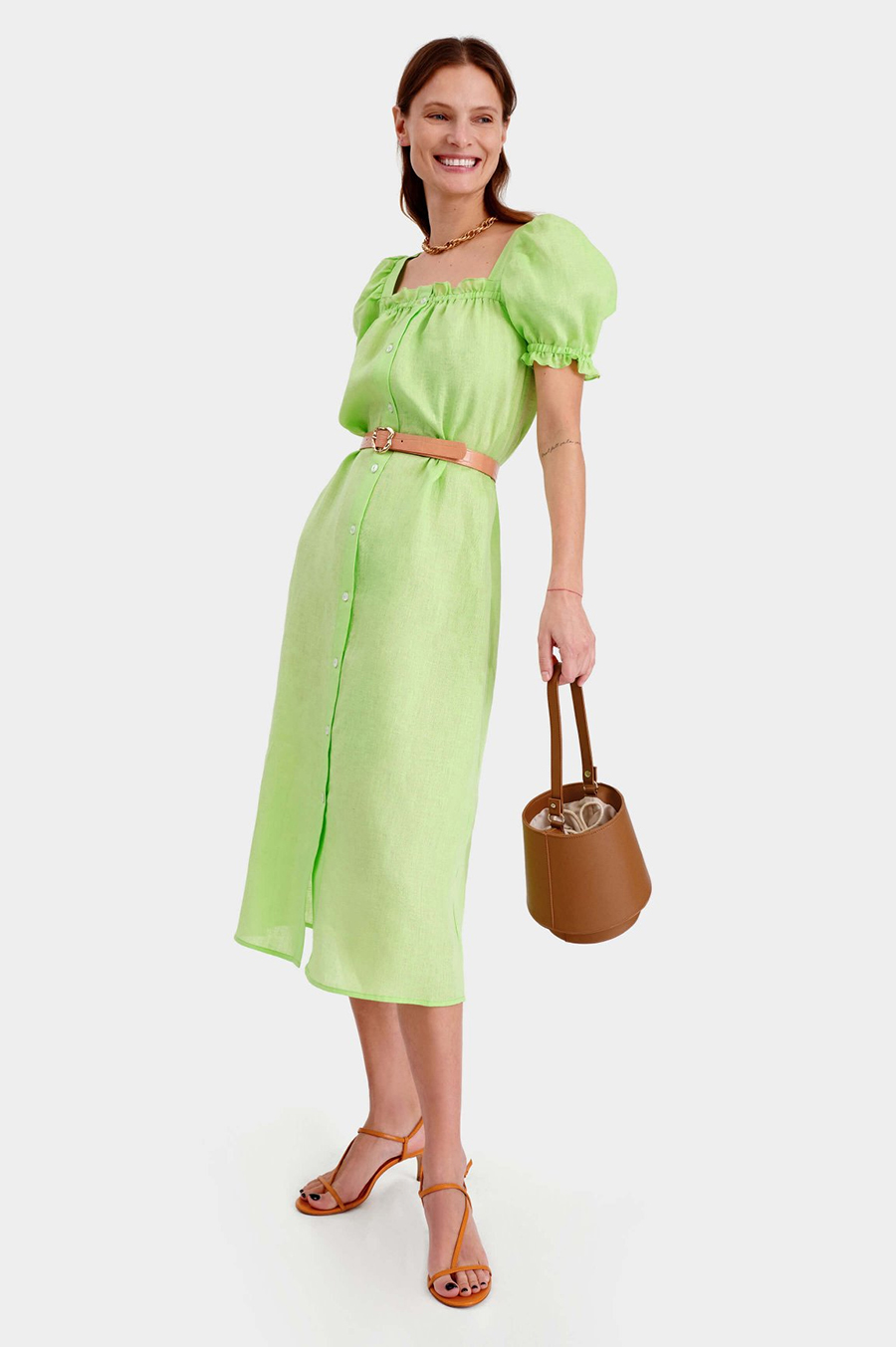 самое модное платье летнее из льна льняное лето 2021 зеленое салатовое лаймовое