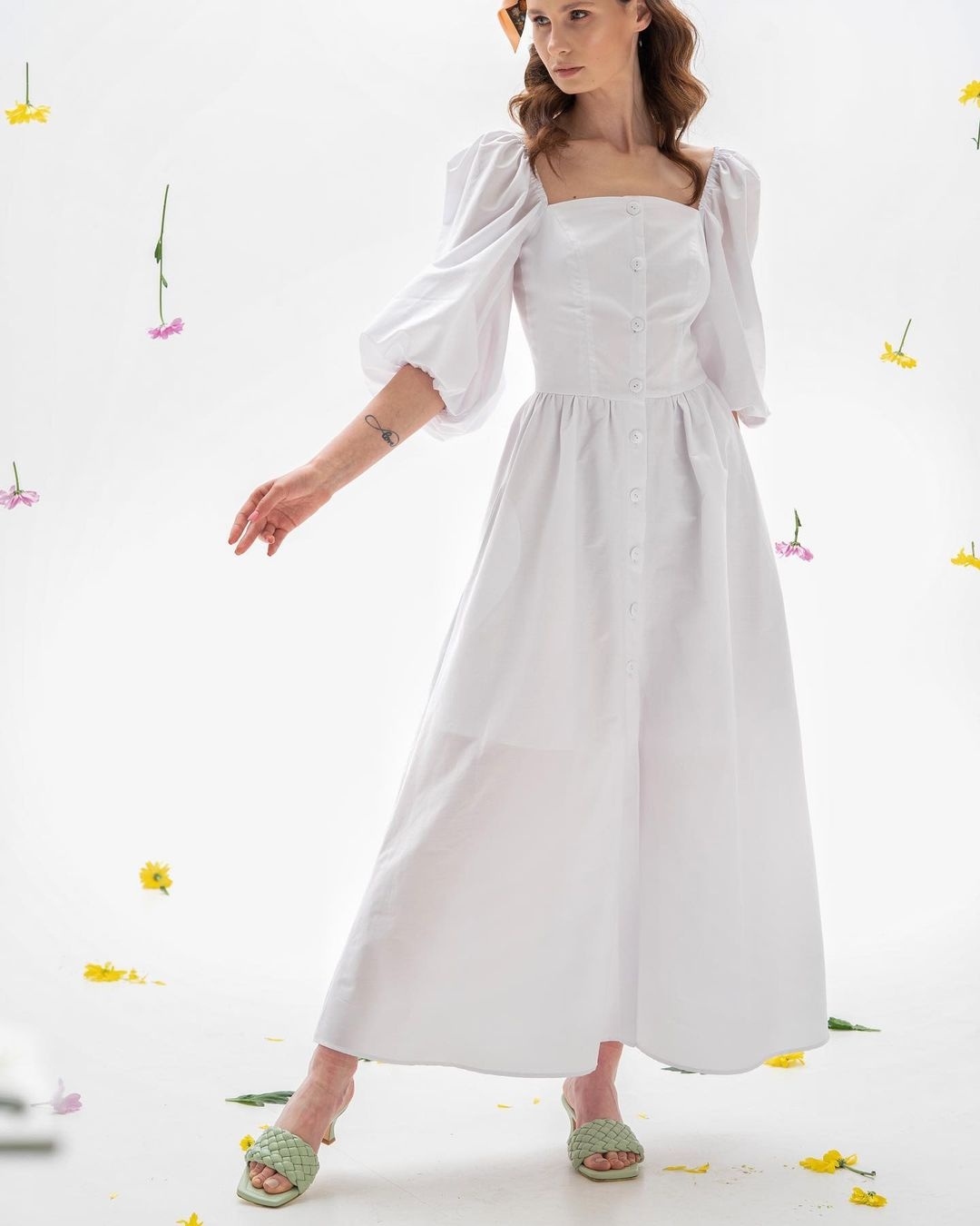 модное белое платье лето 2021 хлопковое льняное шелковое украинский бренд