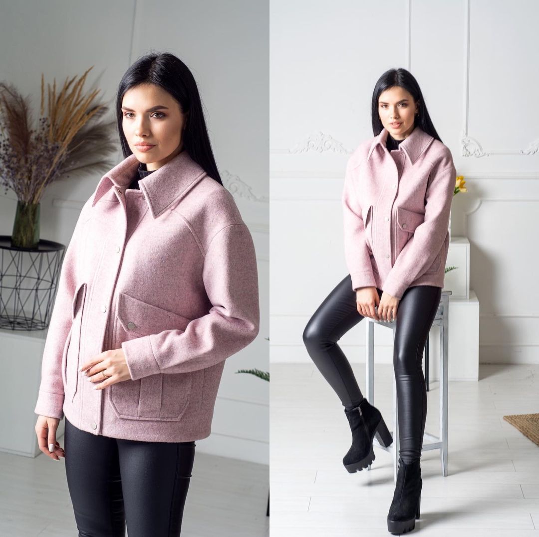 модное пальто осень зима 2021 2022 украинский бренд короткое рубашка розовое
