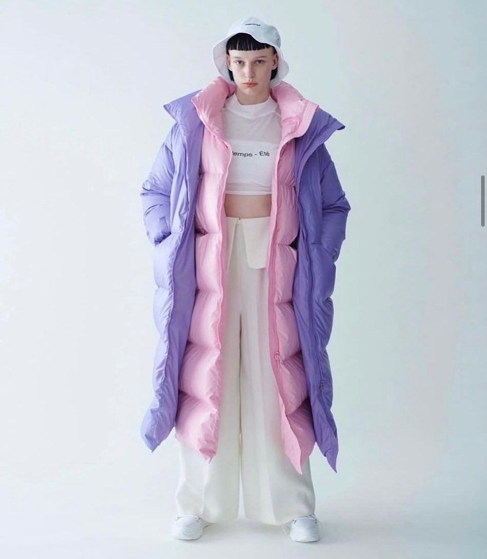 модный пуховик оверсайз одеяло зима 2022 длинный розовый сиреневый лиловый теплый