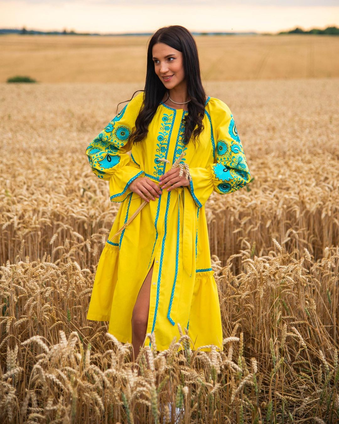 модна вишиванка 2022 День Незалежності український бренд де купити вишита сукня жовта синя